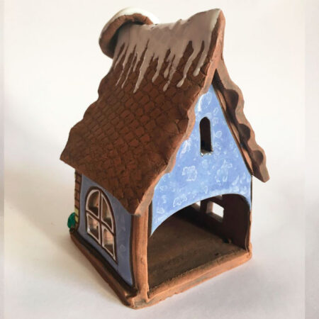 Portavelas Casita de Navidad con gorro