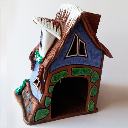 Portavelas Casita de Navidad con nieve